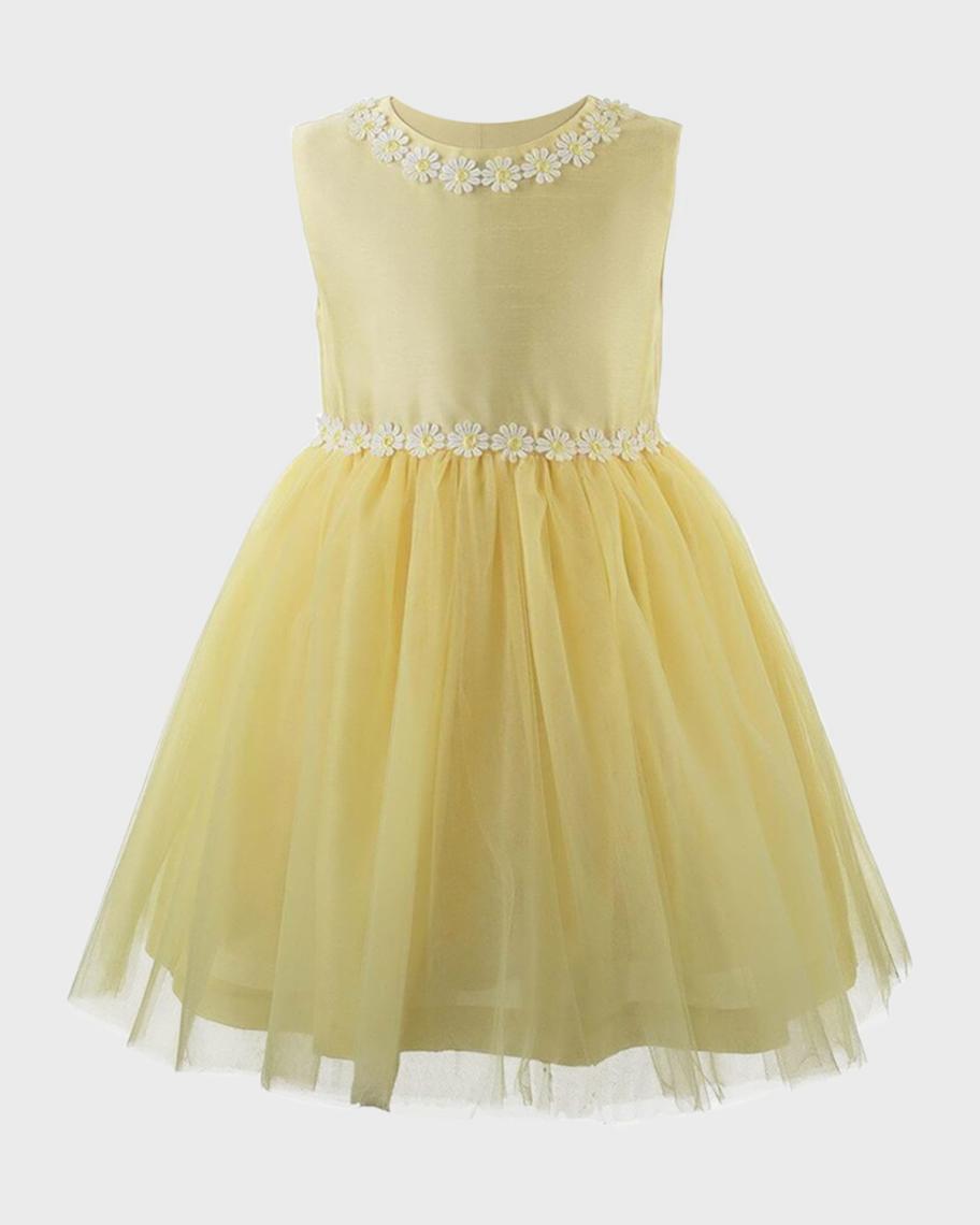 Rachel Riley Girl's Daisy Tulle Dress, Yellow, Size 2-14 | Neiman Marcus