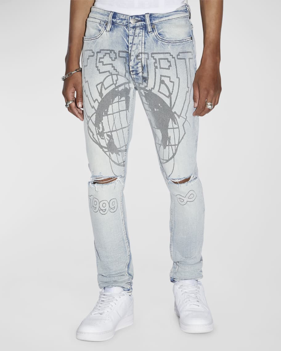 Ksubi Men's Van Winkle Globe Cycle Skinny Jeans | Neiman Marcus