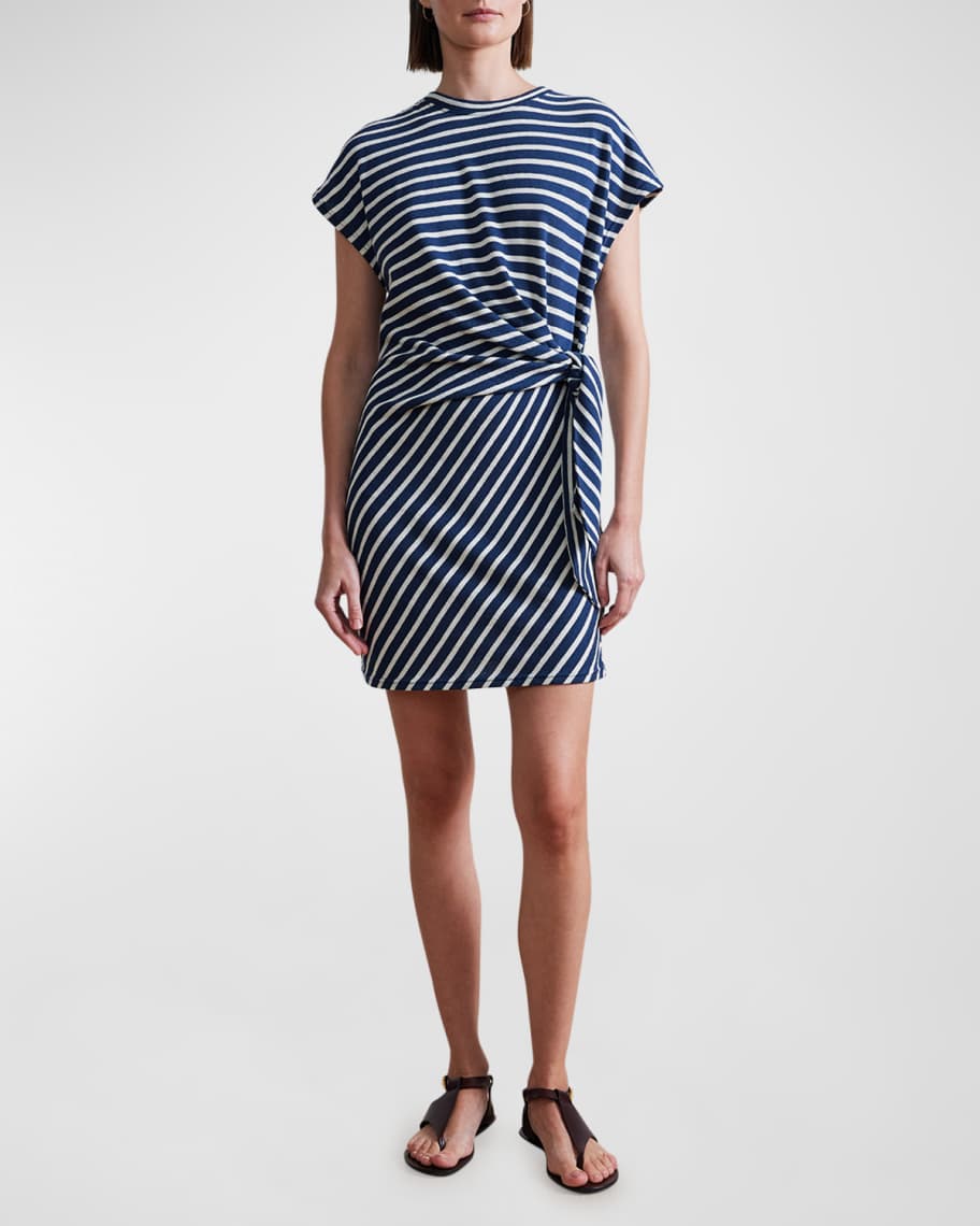Apiece Apart Nina Striped Mini Dress with Tie Detail | Neiman Marcus