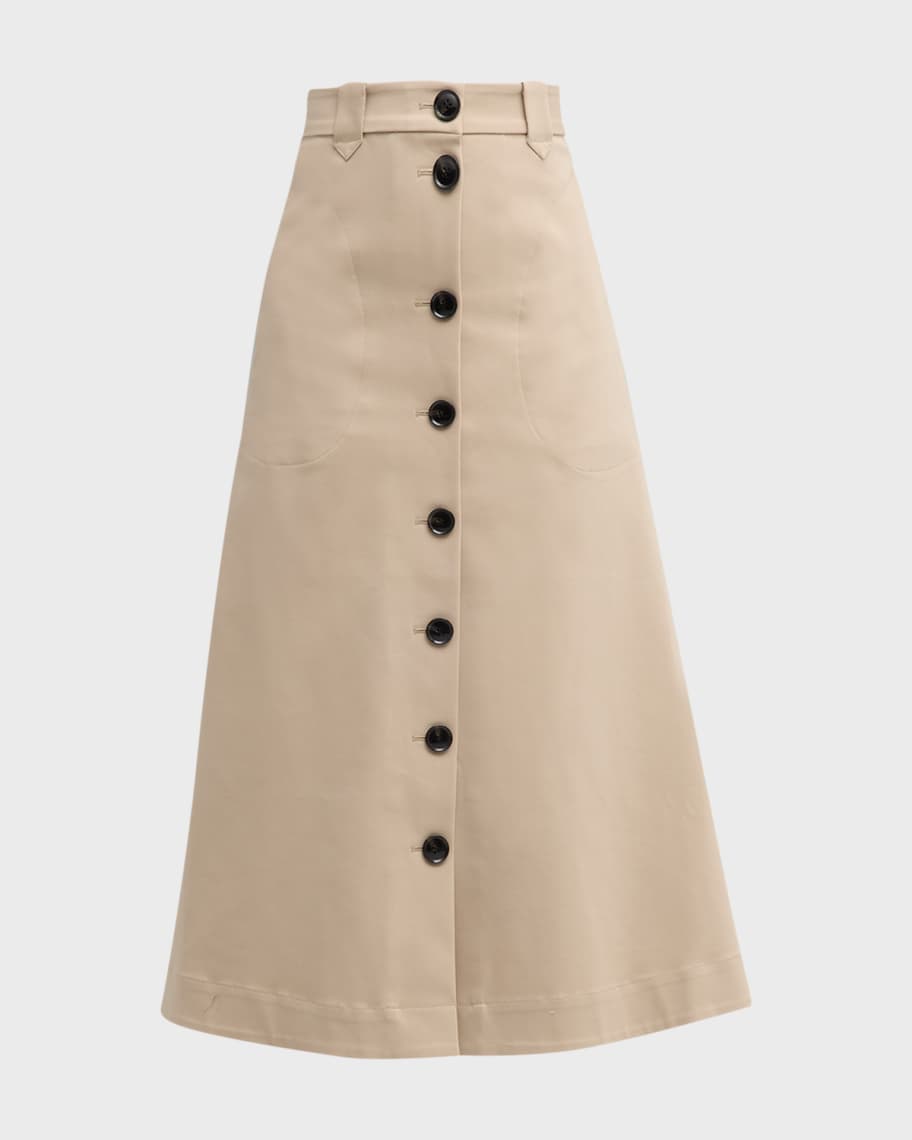 Image 2 of 6: Dionitta Button-Front A-Line Midi Skirt