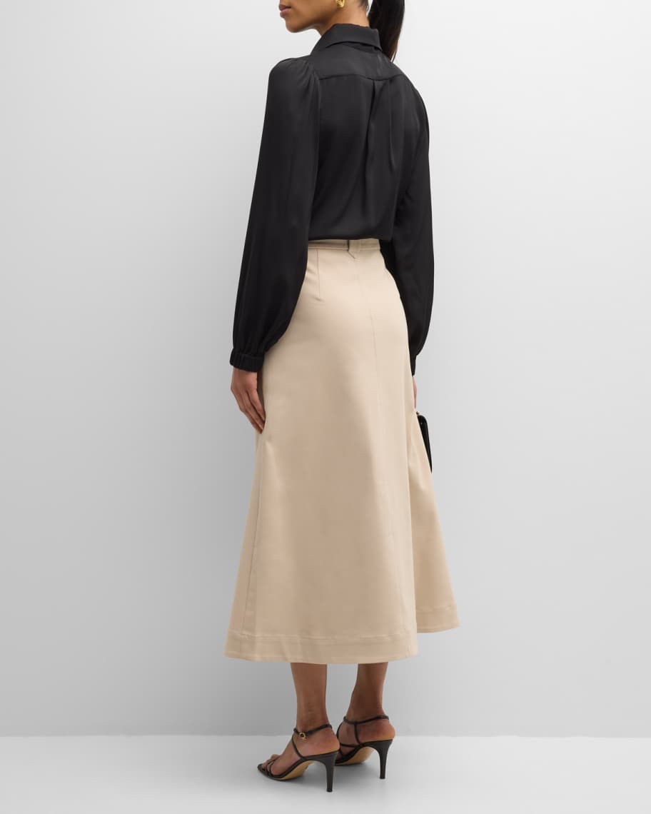 Image 3 of 6: Dionitta Button-Front A-Line Midi Skirt