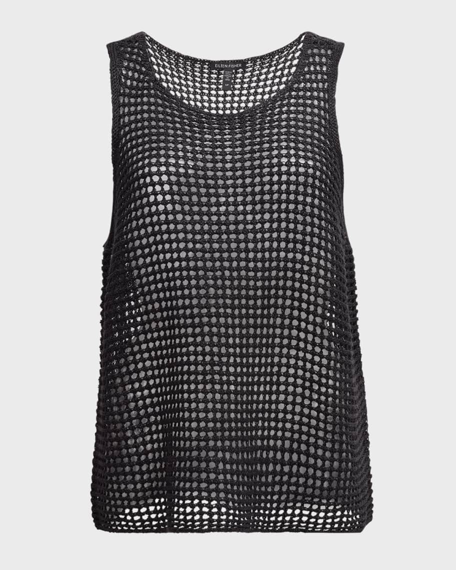 Eileen Fisher Scoop-Neck Open-Knit Organic Linen Shell | Neiman Marcus