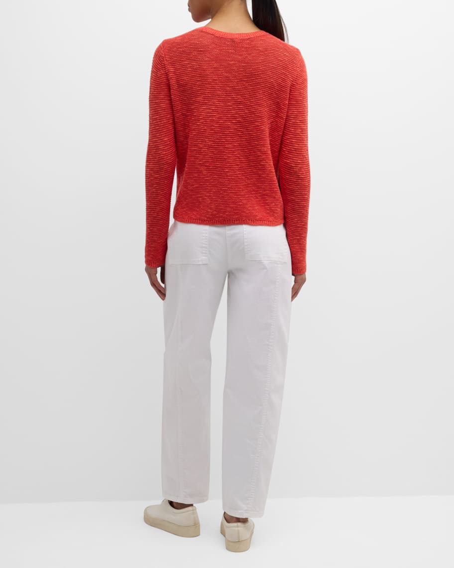 Image 3 of 6: Slubby Crewneck Linen-Cotton Sweater