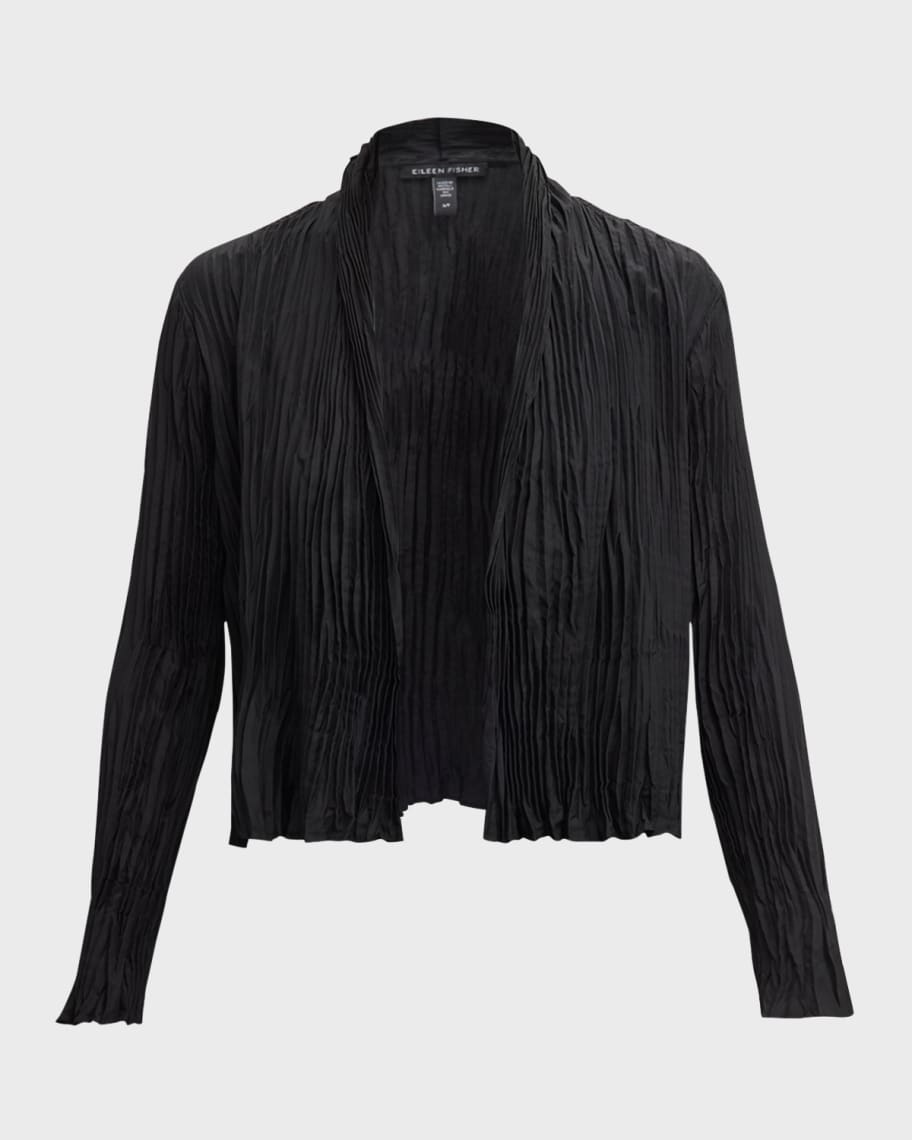 Eileen Fisher Open Front Crinkled Silk Jacket Neiman Marcus