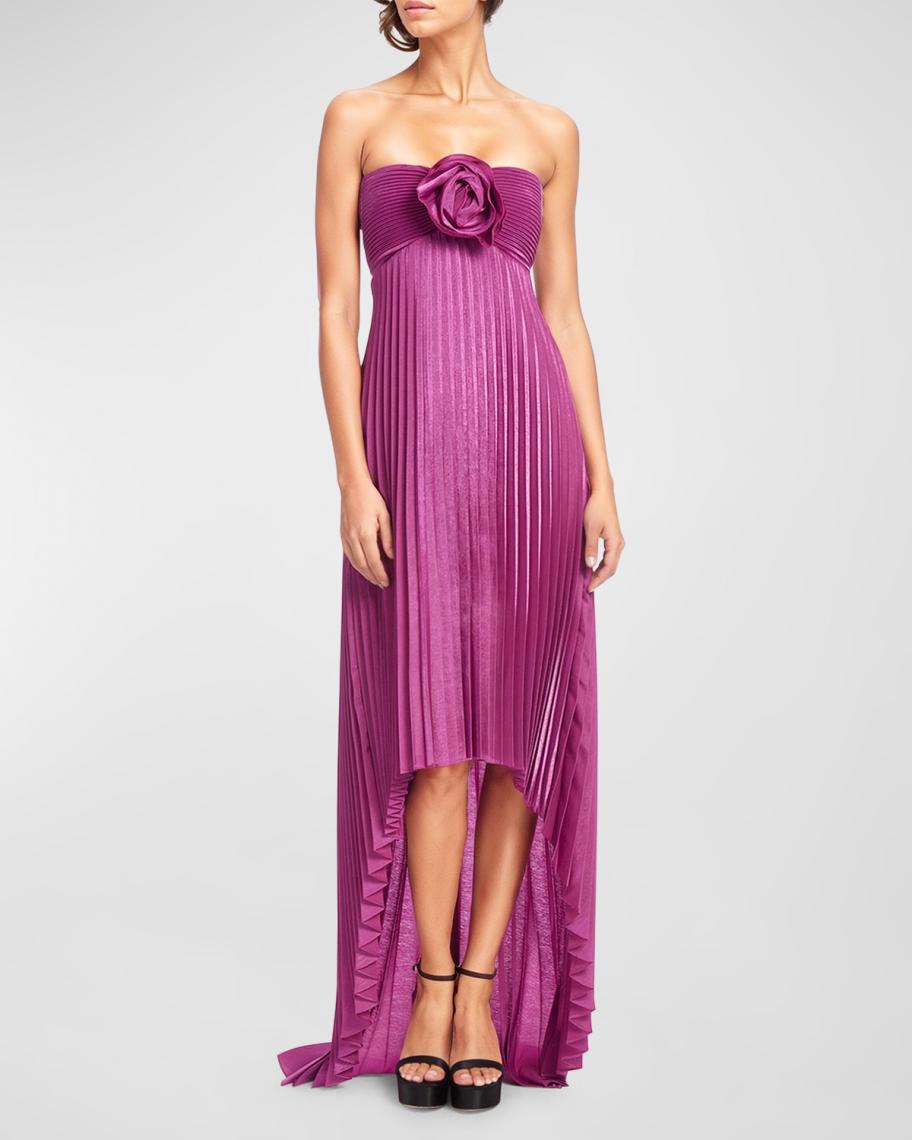 One33 Social Flower Strapless Empire-Waist Pleated High-Low Dress ...