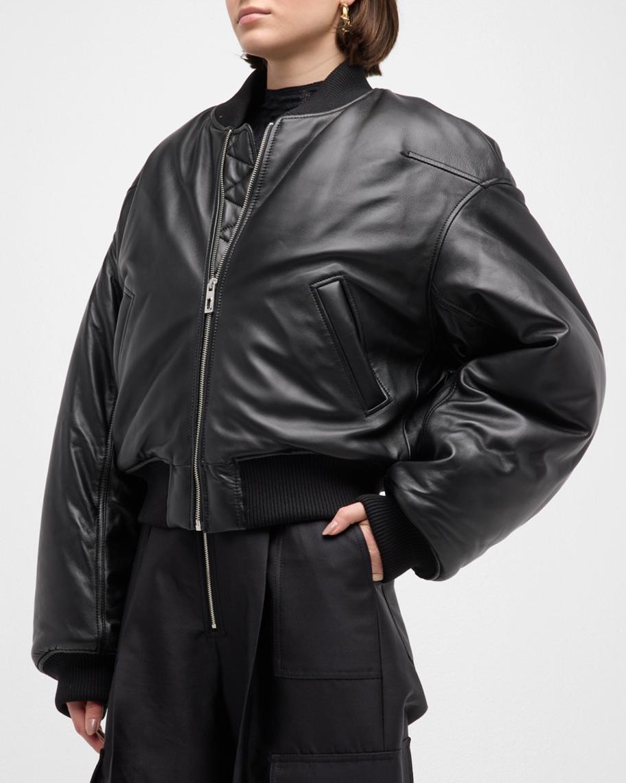 Marc Jacobs Puffy Leather Bomber Jacket | Neiman Marcus