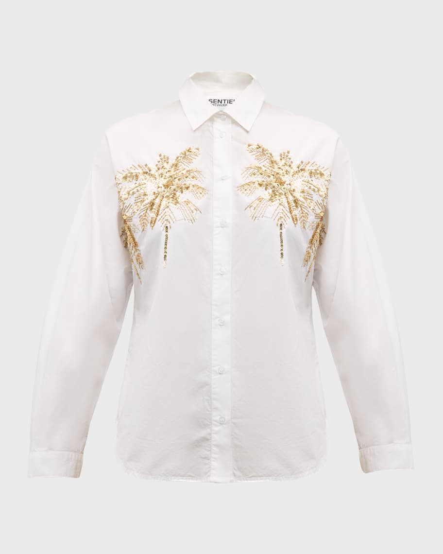 Image 2 of 6: Fresh Embellished Point-Collar Button-Front Shirt