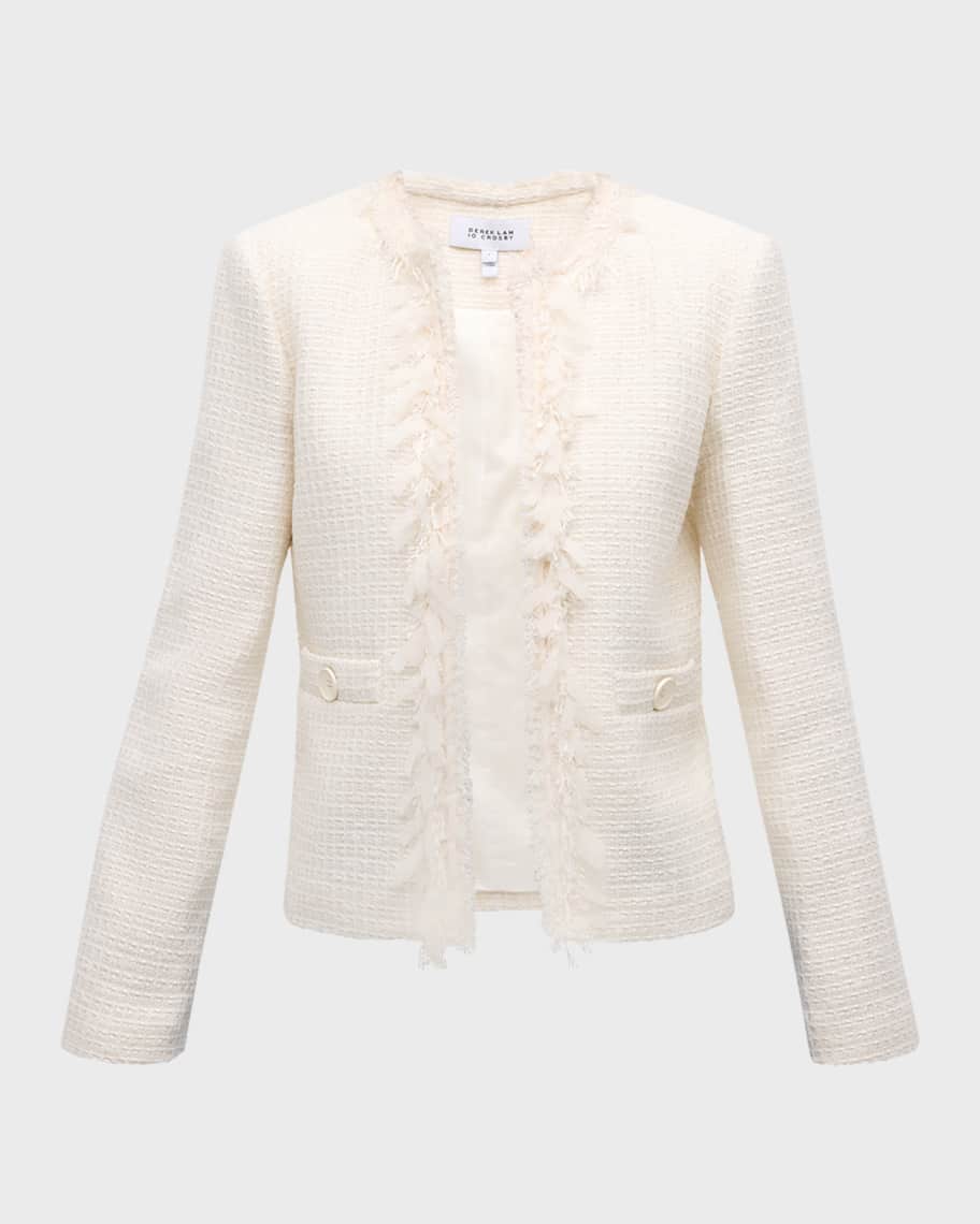 Derek Lam 10 Crosby Garcia Fringe-Trim Tweed Jacket | Neiman Marcus