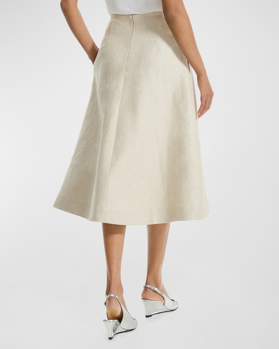 Image 3 of 5: Linen Tweed Full Midi Circle Skirt