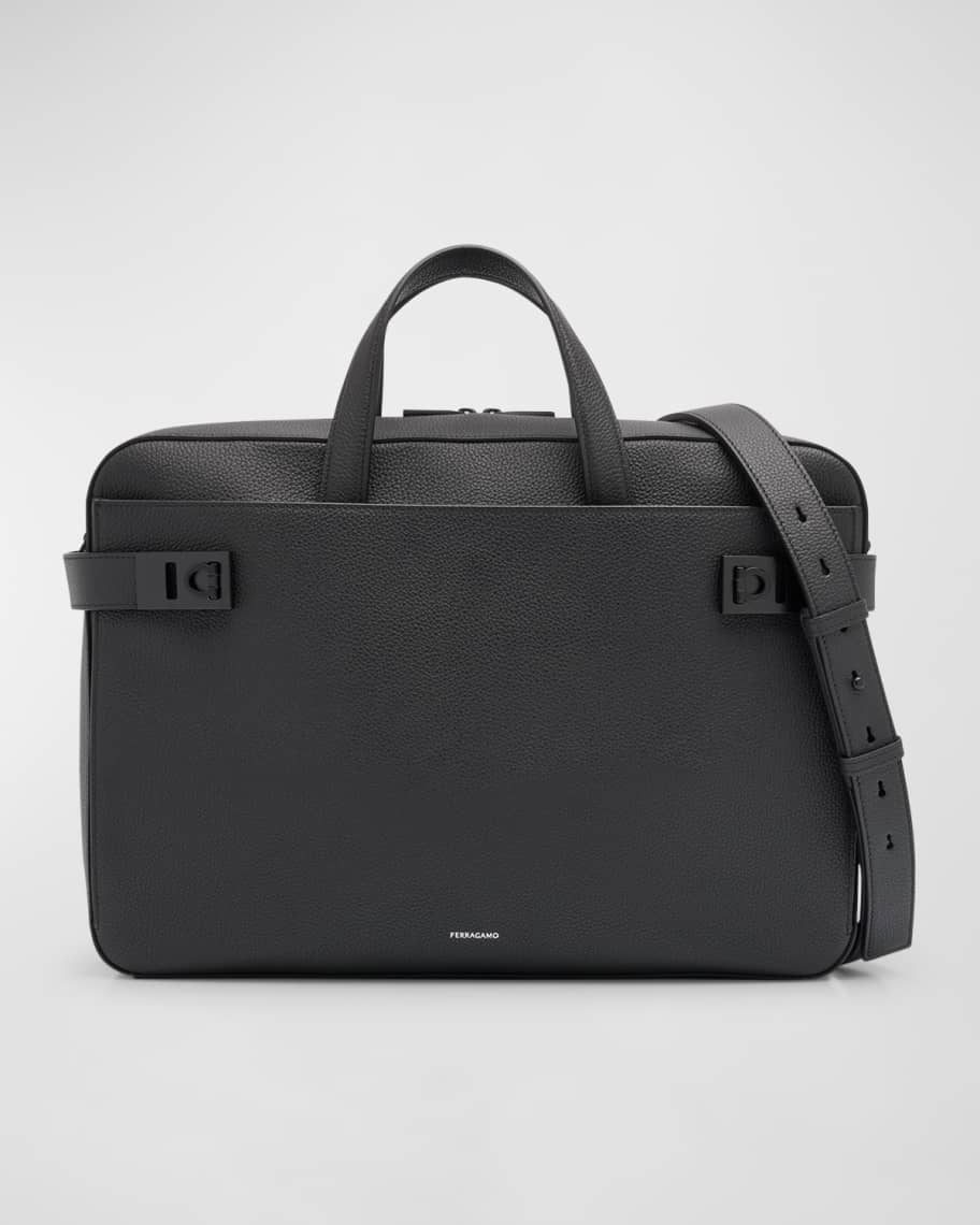 Ferragamo Men's Twins Briefcase with Gancini Buckles Neiman Marcus