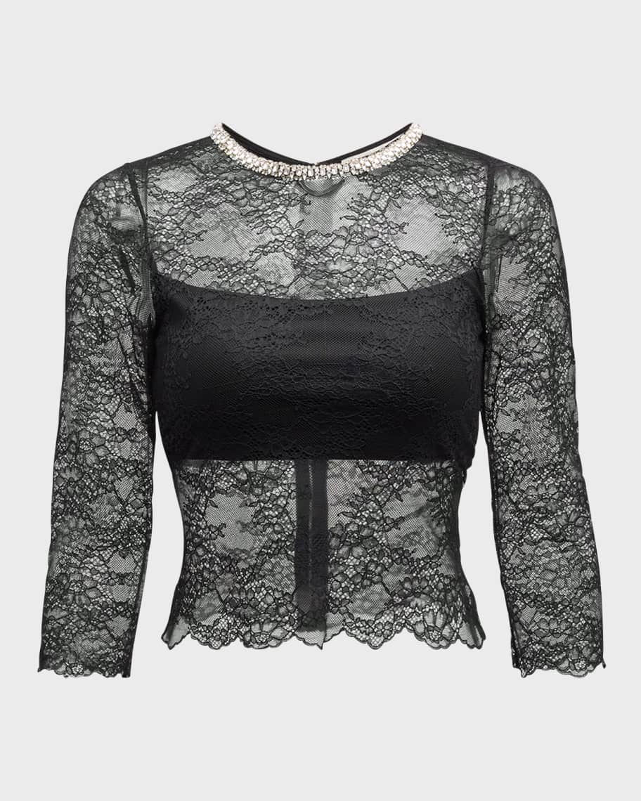 Alice & Olivia CORAL CRYSTAL STRAP COWL NECK TOP