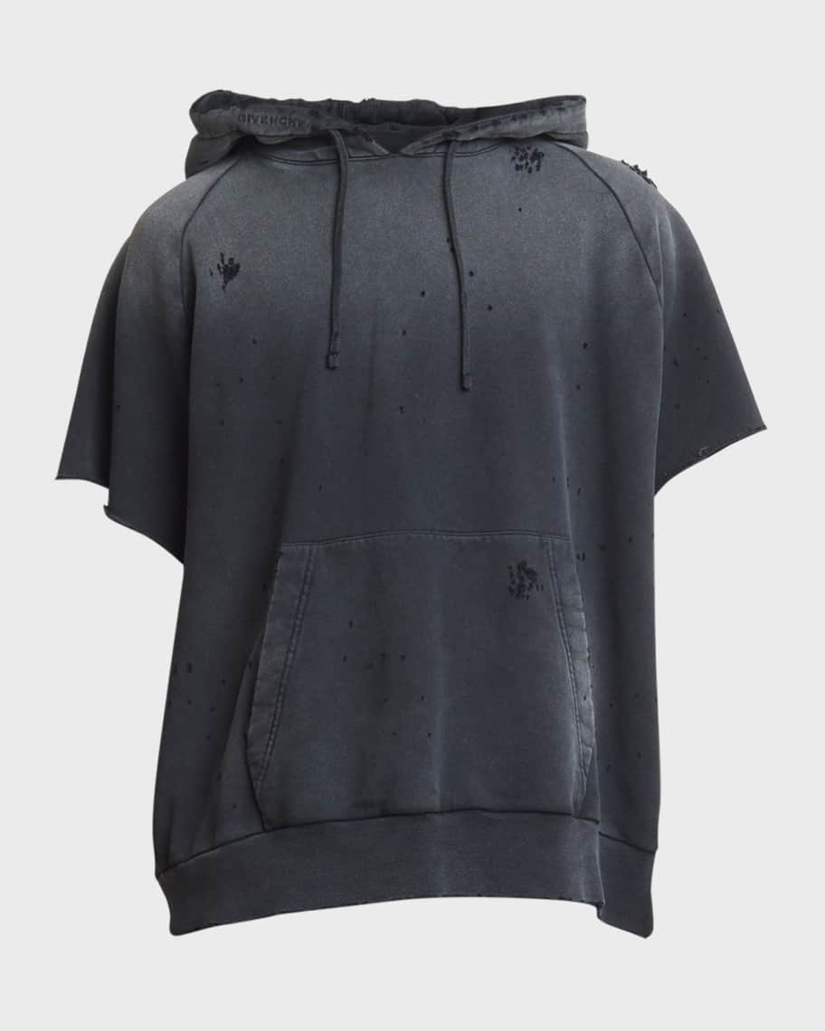 Givenchy Men s Destroyed Short Sleeve Hoodie Neiman Marcus