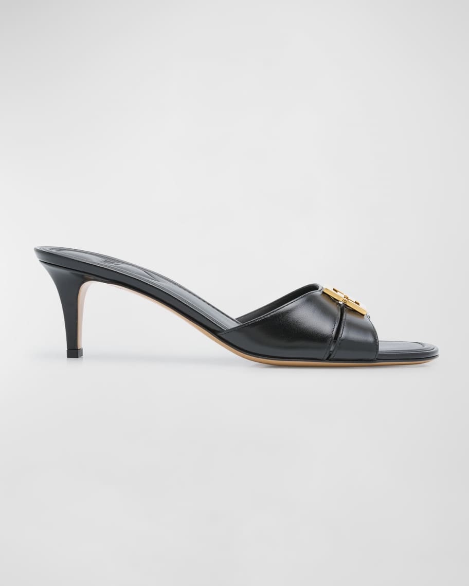 Fendi Fold Leather Kitten-Heel Sandals | Neiman Marcus