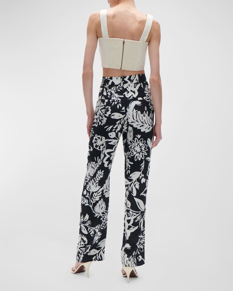 Image 2 of 3: Hadley High-Rise Floral-Print Pleated Straight-Leg Pants