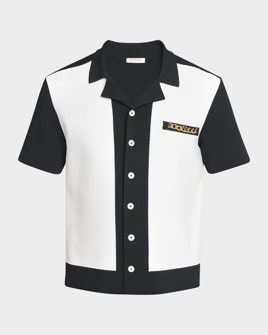 Tシャツ・カットソー VALENTINO Polo Valentino Garavani VLogo (V3MH01KB19 0NO) Valentino Garavani Men's VLogo Chain Bicolor Polo Shirt