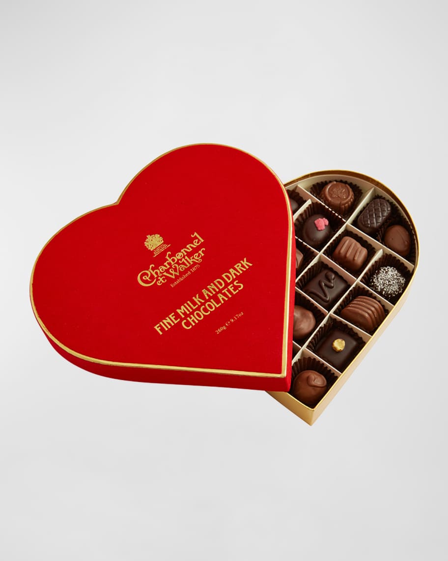 Red Velvet Heart Box of Assorted Milk & Dark Chocolates 