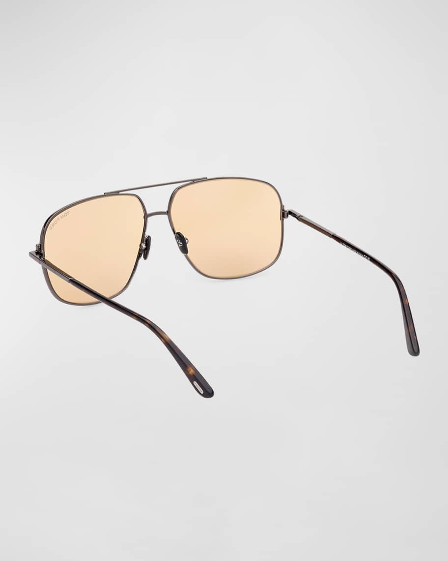 Image 2 of 5: Men's Tex Double-Bridge Metal Aviator Sunglasses