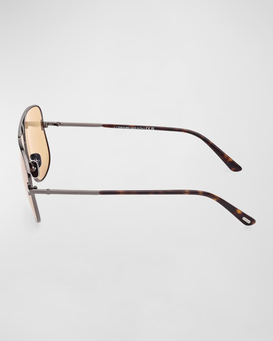 Image 3 of 5: Men's Tex Double-Bridge Metal Aviator Sunglasses