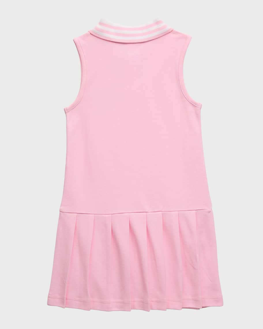 Image 2 of 3: Girl's Pique Knit Sleeveless Dress with Tennis Racquets, Size 2-6