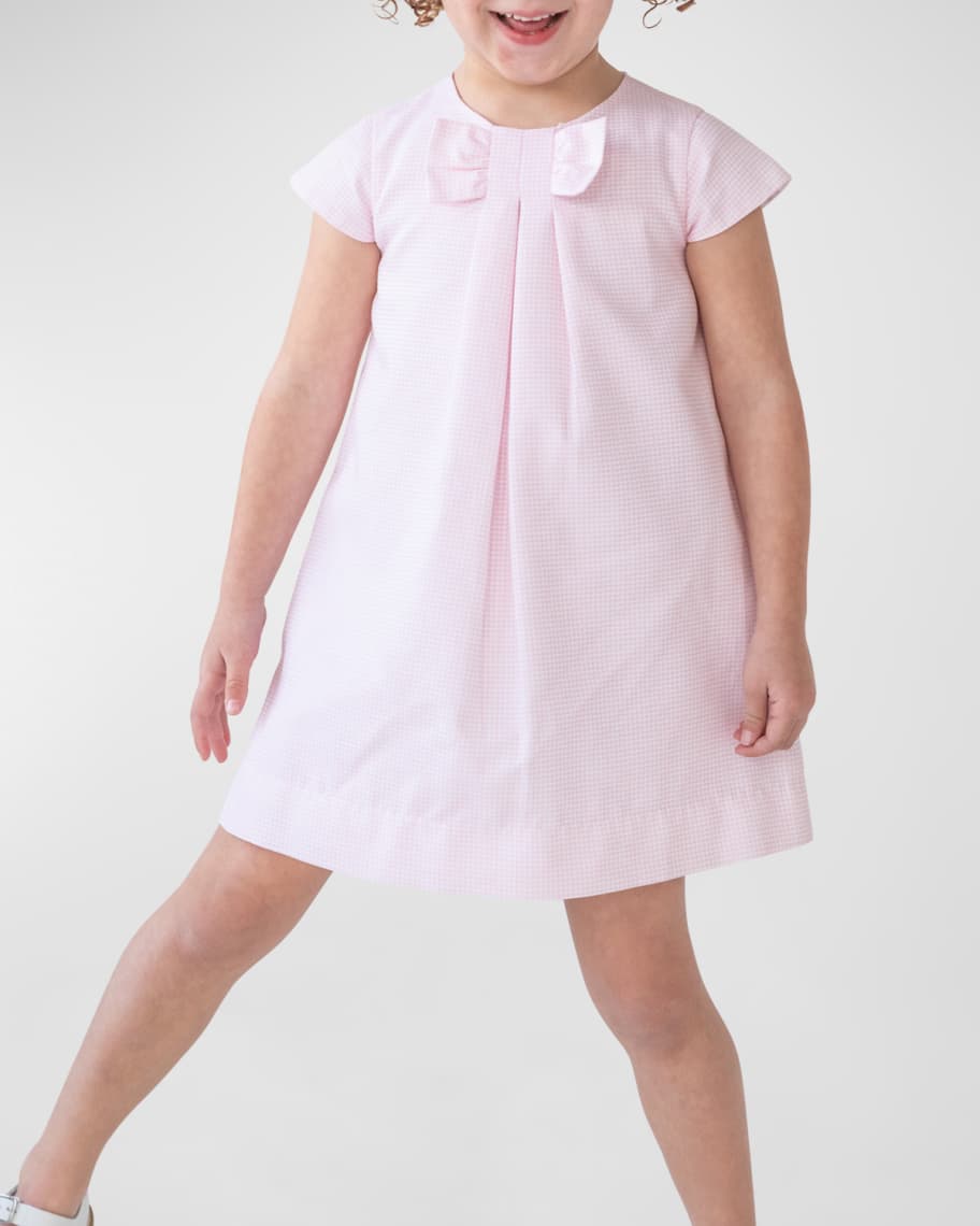 Image 2 of 5: Girl's Cotton Pique Dress with Bow, Size 2-6