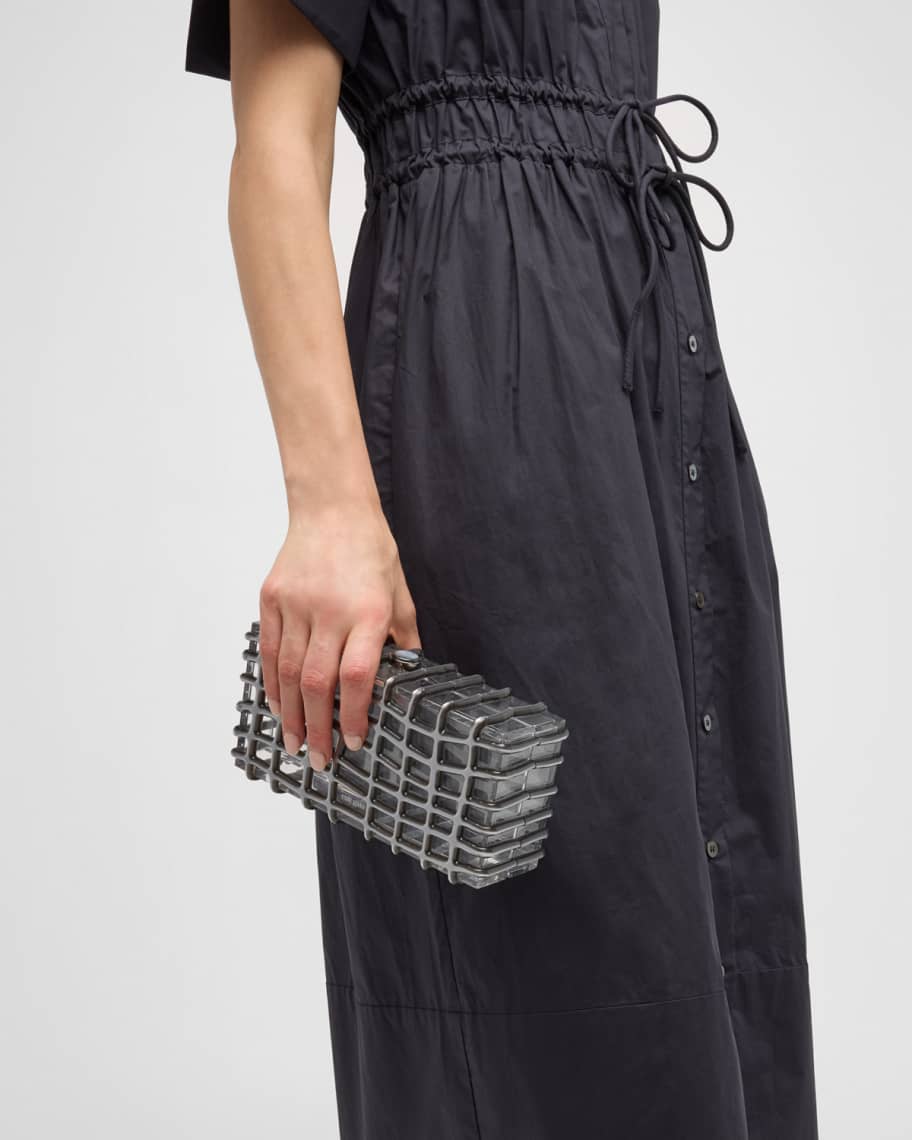 Image 2 of 6: Rina Caged Clear Clutch Bag
