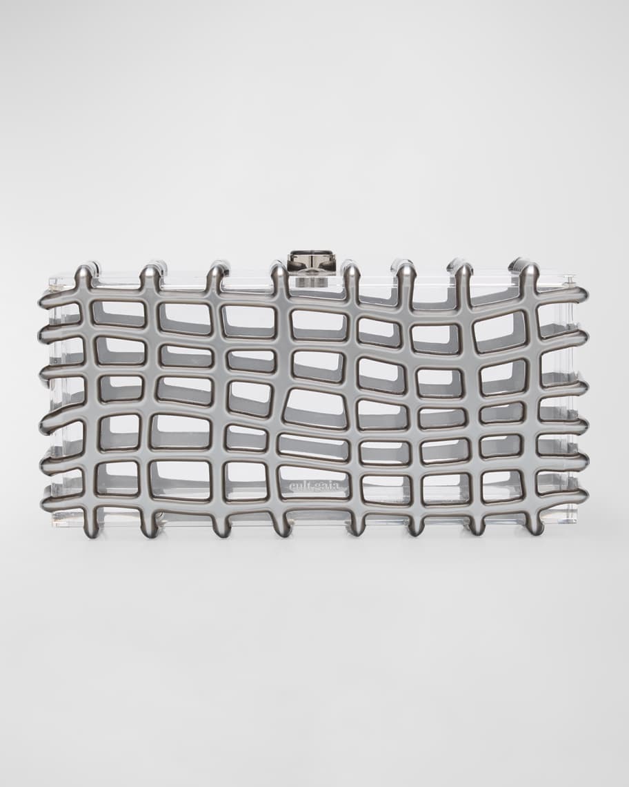 Image 1 of 6: Rina Caged Clear Clutch Bag