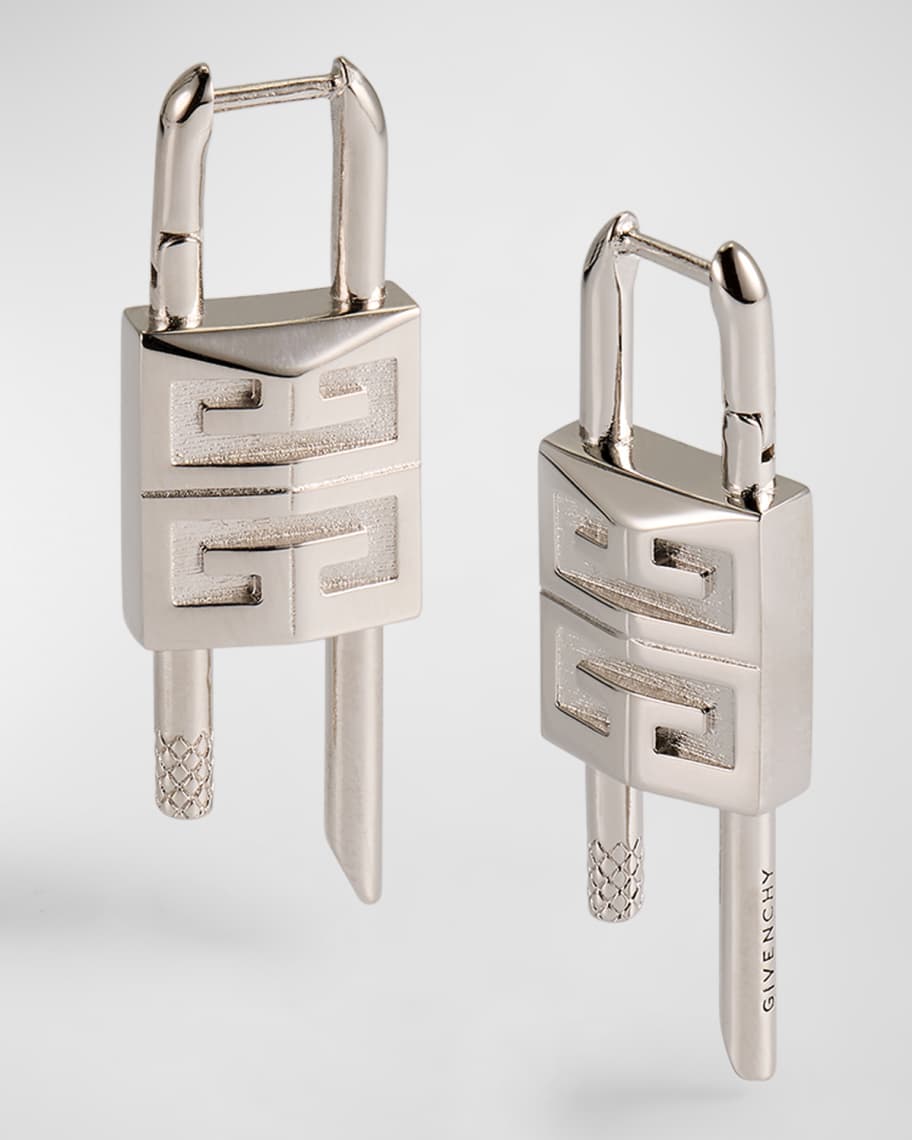 Givenchy Brass Small Lock Earrings with Logo Detail | Neiman Marcus