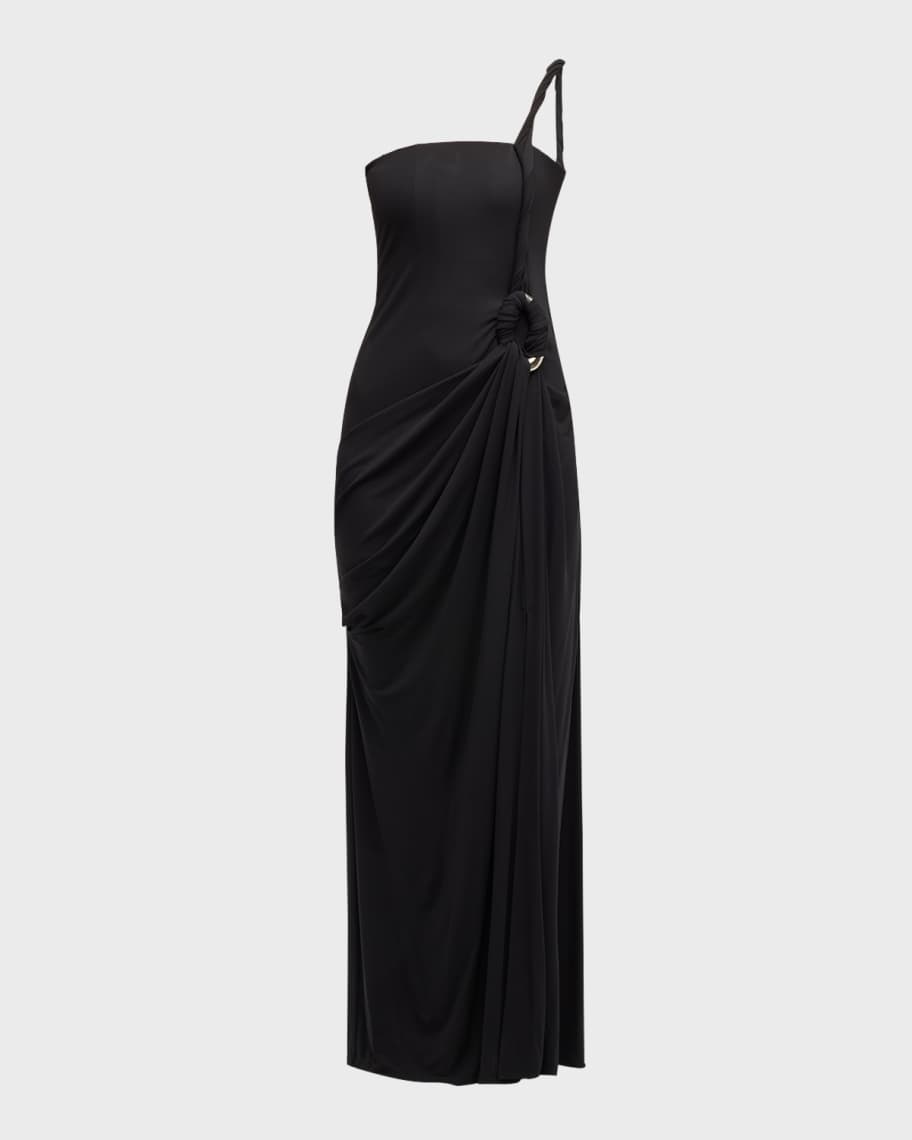 Image 1 of 6: Sone Draped One-Shoulder Column Gown