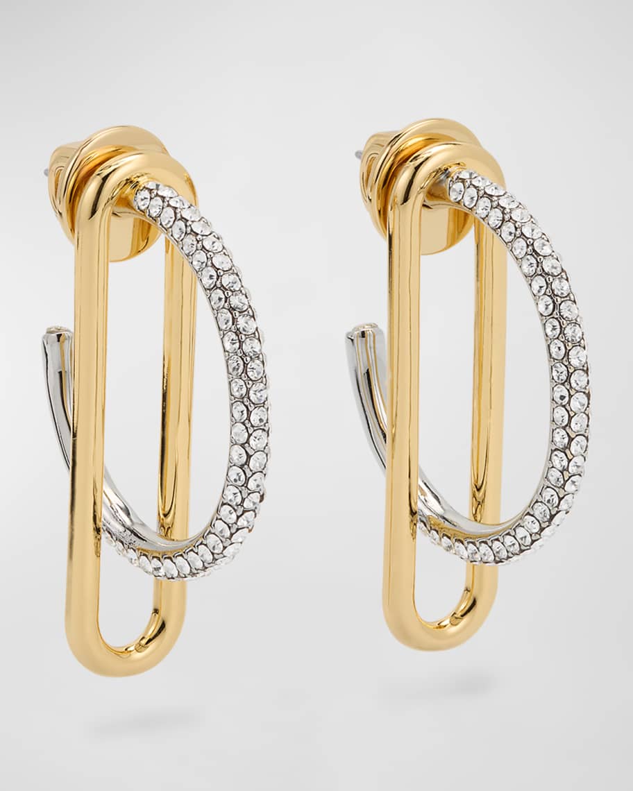 Demarson Mini Miley Hoop Earrings in Gold/Clear/Crystal