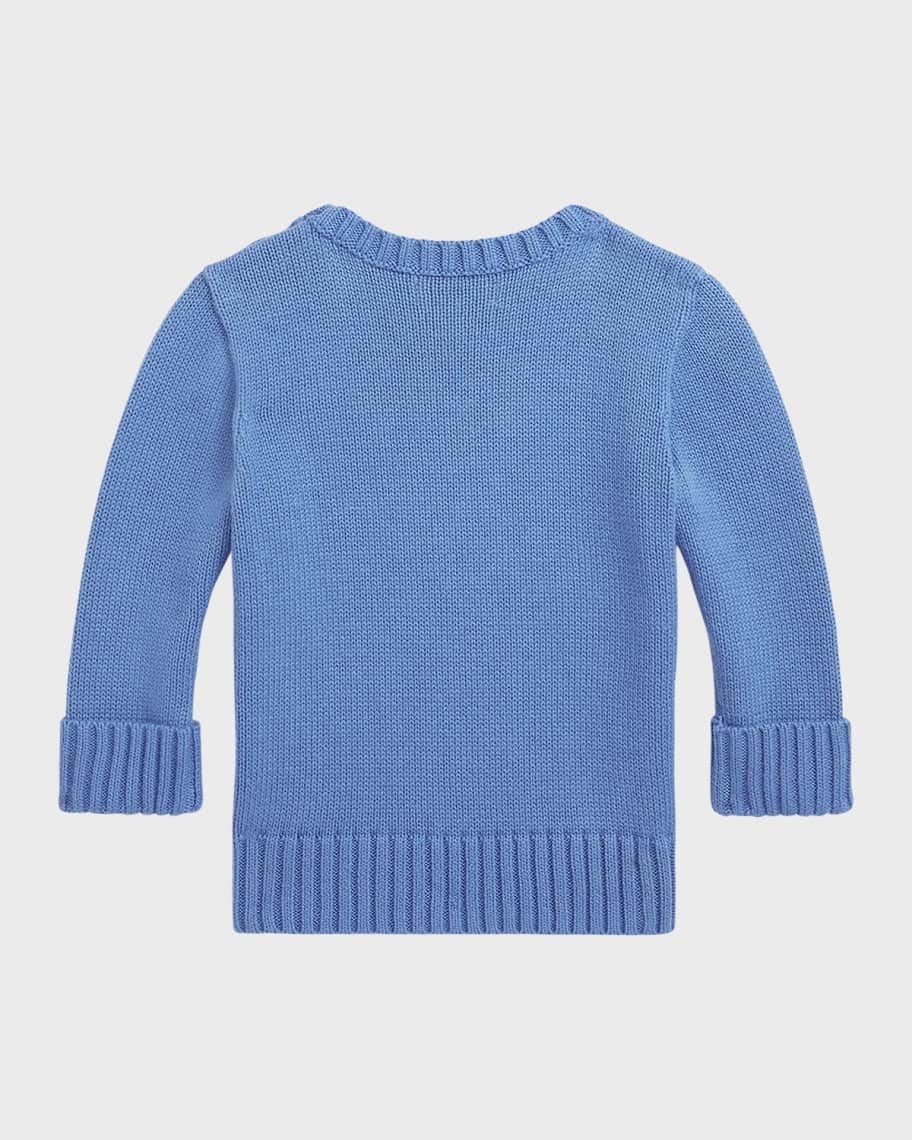 Image 2 of 2: Boy's Cotton Crewneck Dog Sweater, Size 3M-24M