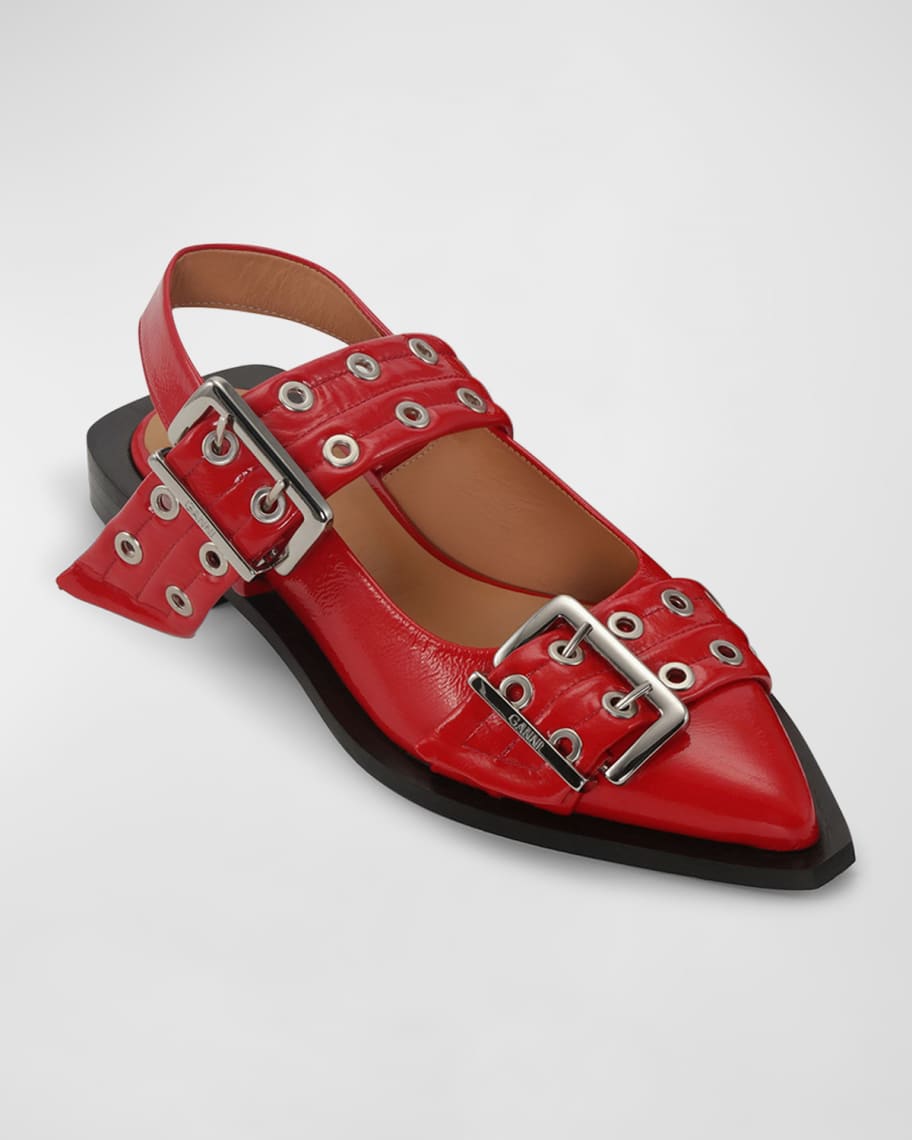 Image 2 of 3: Dual-Buckle Slingback Ballerina Flats