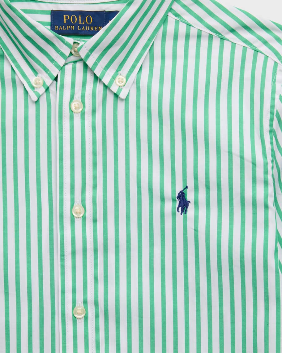 Image 3 of 3: Boy's Cotton Poplin Button-Front Sport Shirt, Size 2-7