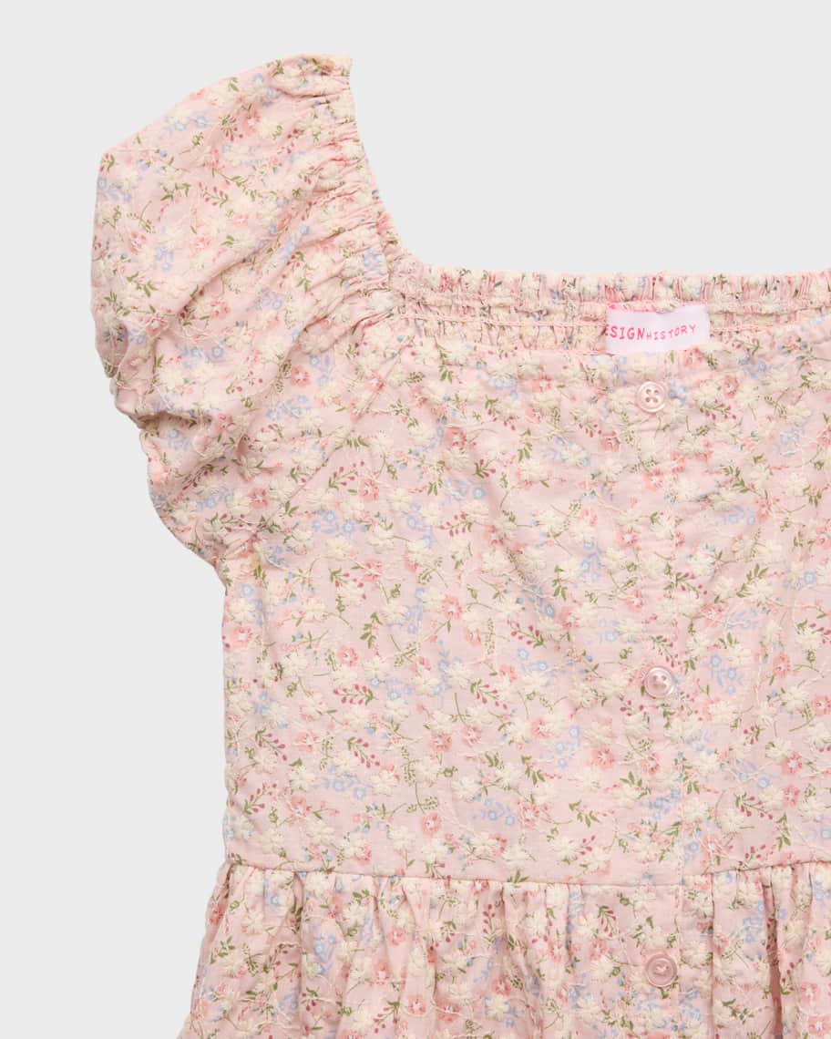 Image 3 of 3: Girl's Micro-Floral Print Dress, Size 4-6X