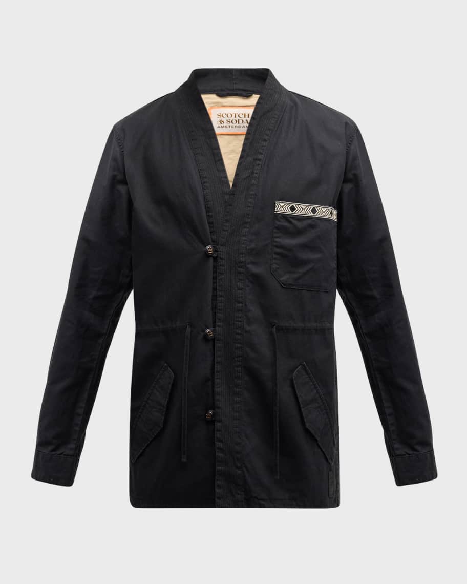 Scotch Soda Men s Embroidered Canvas Kimono Jacket Neiman Marcus