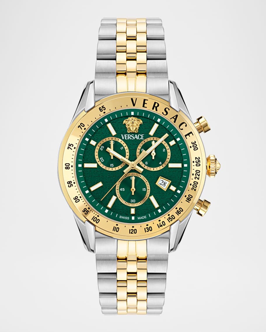 ま*る様 VERSACE クロノグラフ 時計 グリーン/ゴールド Versace Chrono Master Two-Tone Bracelet Watch, 44mm | Neiman Marcus