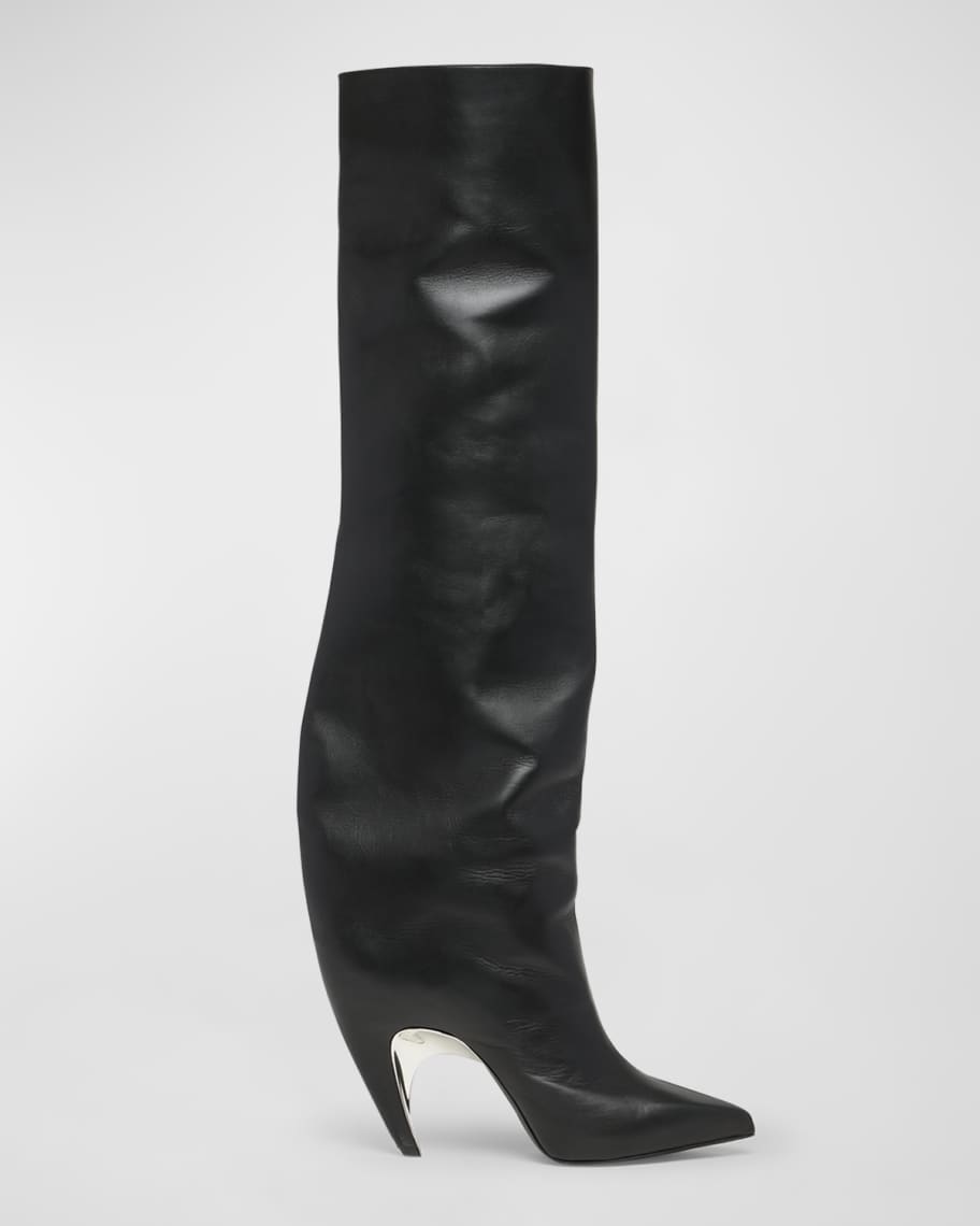McQueen Armadillo Leather Over-The-Knee Boots | Neiman Marcus