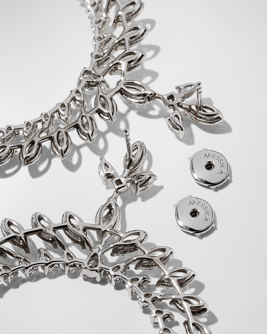 Image 3 of 5: Desert Bloom 18K White Gold Diamond Crescent Earrings