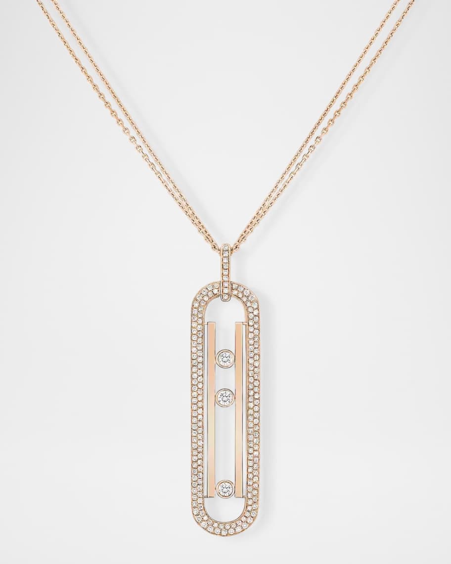 Image 2 of 5: Move 18K Rose Gold 3-Diamond Pendant Necklace