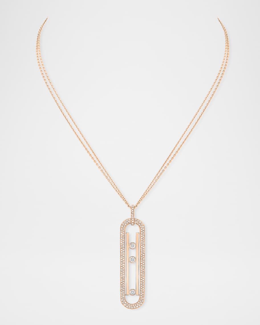 Image 1 of 5: Move 18K Rose Gold 3-Diamond Pendant Necklace