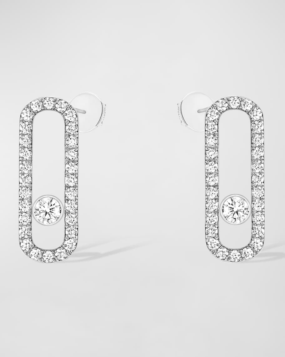 Image 1 of 5: Move Uno 18K White Gold Pave Stud Earrings