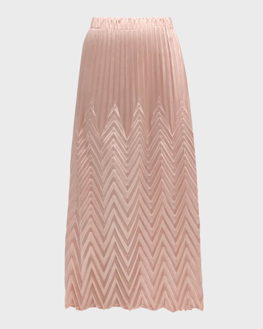 Image 2 of 5: Pleated A-Line Crepe De Chine Midi Skirt