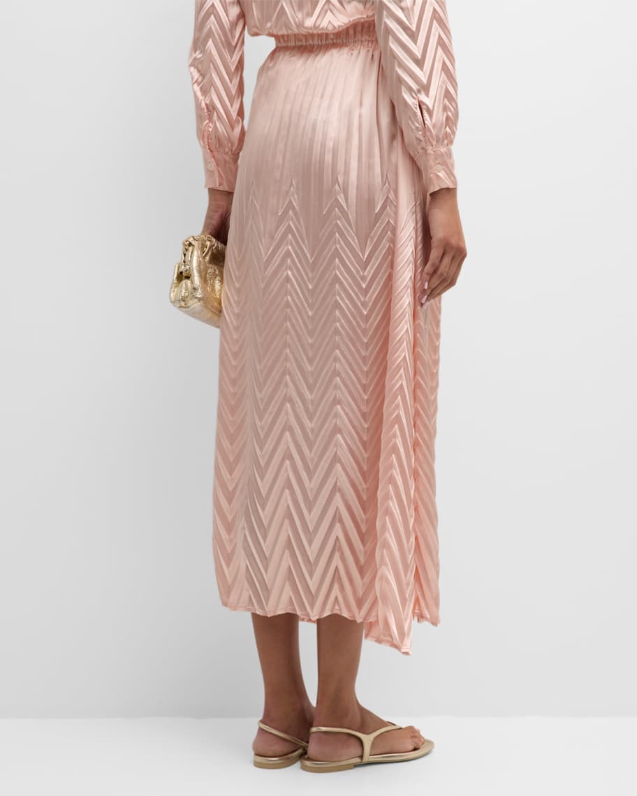 Image 3 of 5: Pleated A-Line Crepe De Chine Midi Skirt