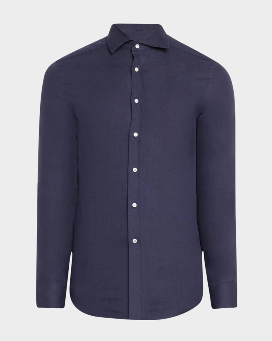 Ralph Lauren Purple Label Men's Linen Shirt | Neiman Marcus