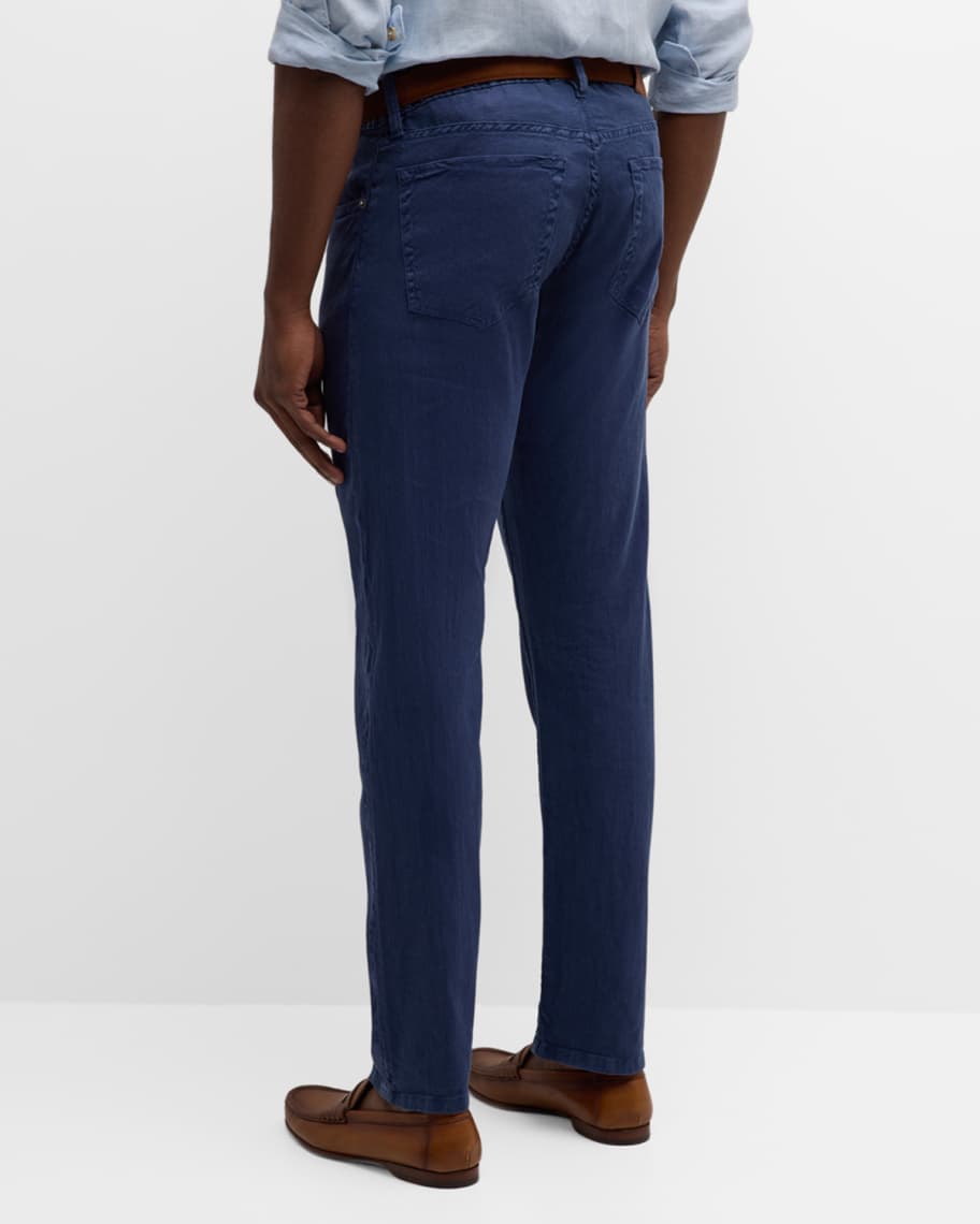 Image 3 of 6: Men's Slim Fit Stretch Linen-Cotton Jeans