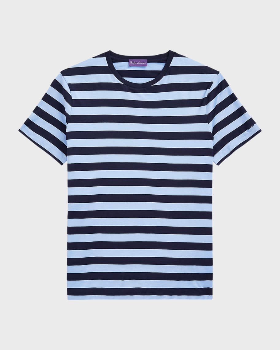 Image 2 of 6: Men's Striped Lisle Crewneck T-Shirt