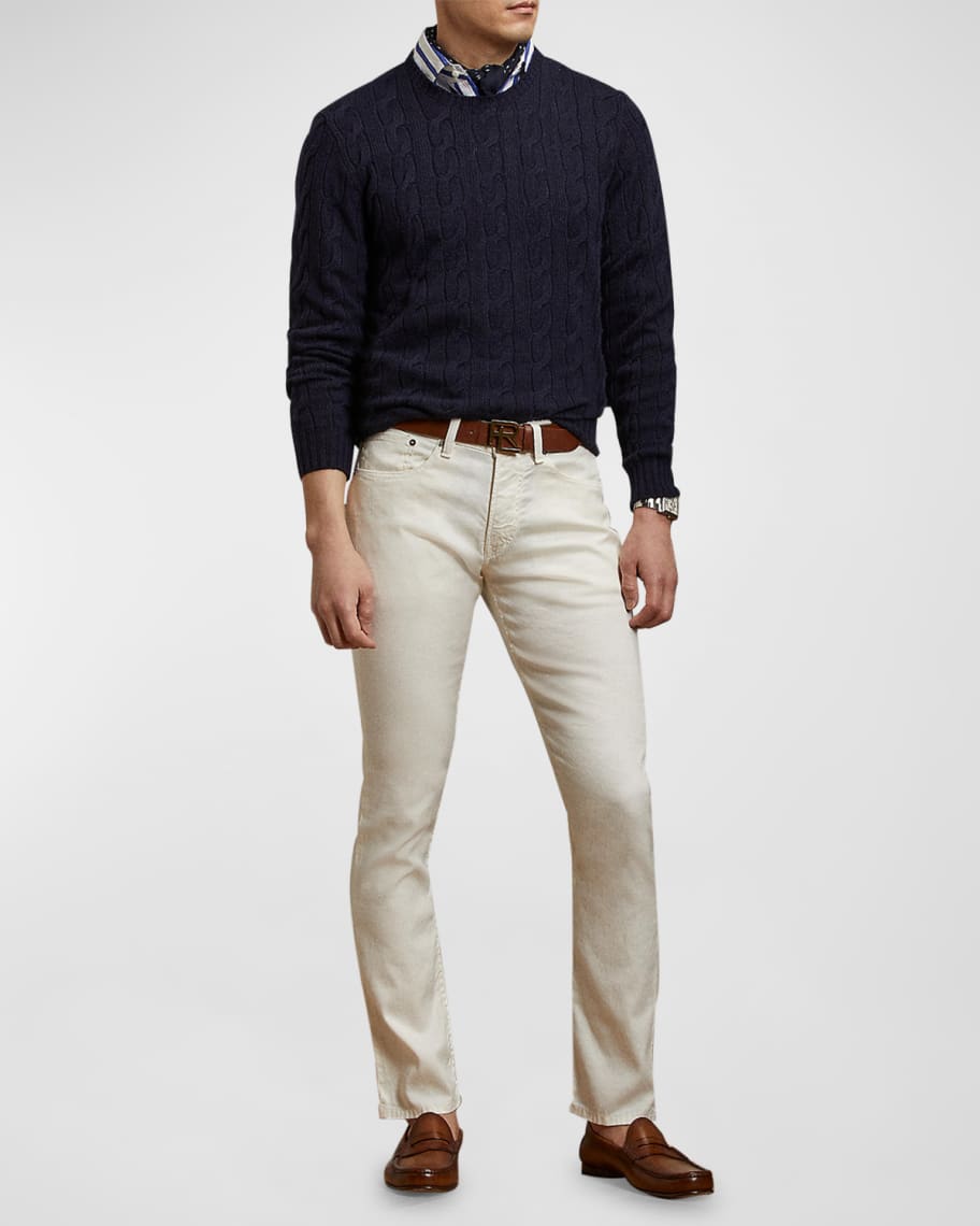 Image 2 of 6: Men's Slim Fit Linen-Cotton Stretch Jeans