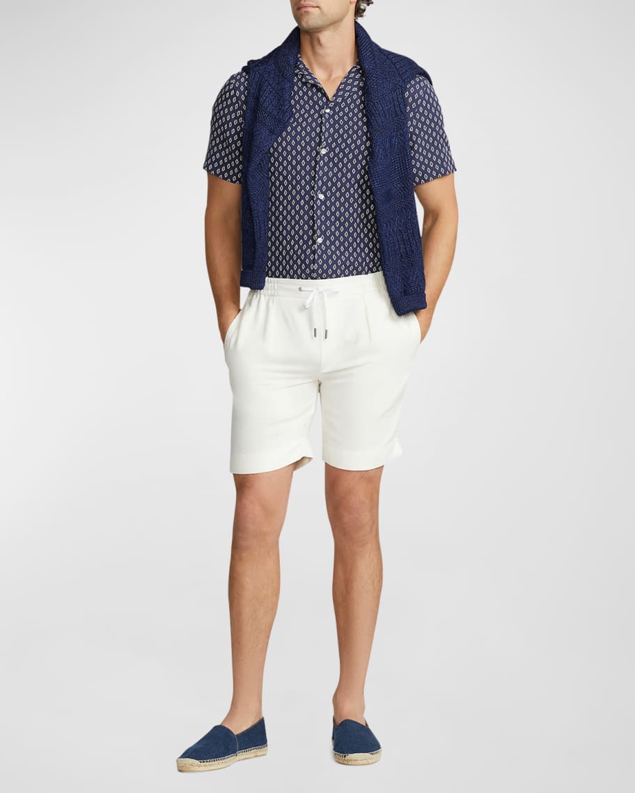 Image 2 of 6: Men's Diamond-Print Linen and Silk Camp Shirt