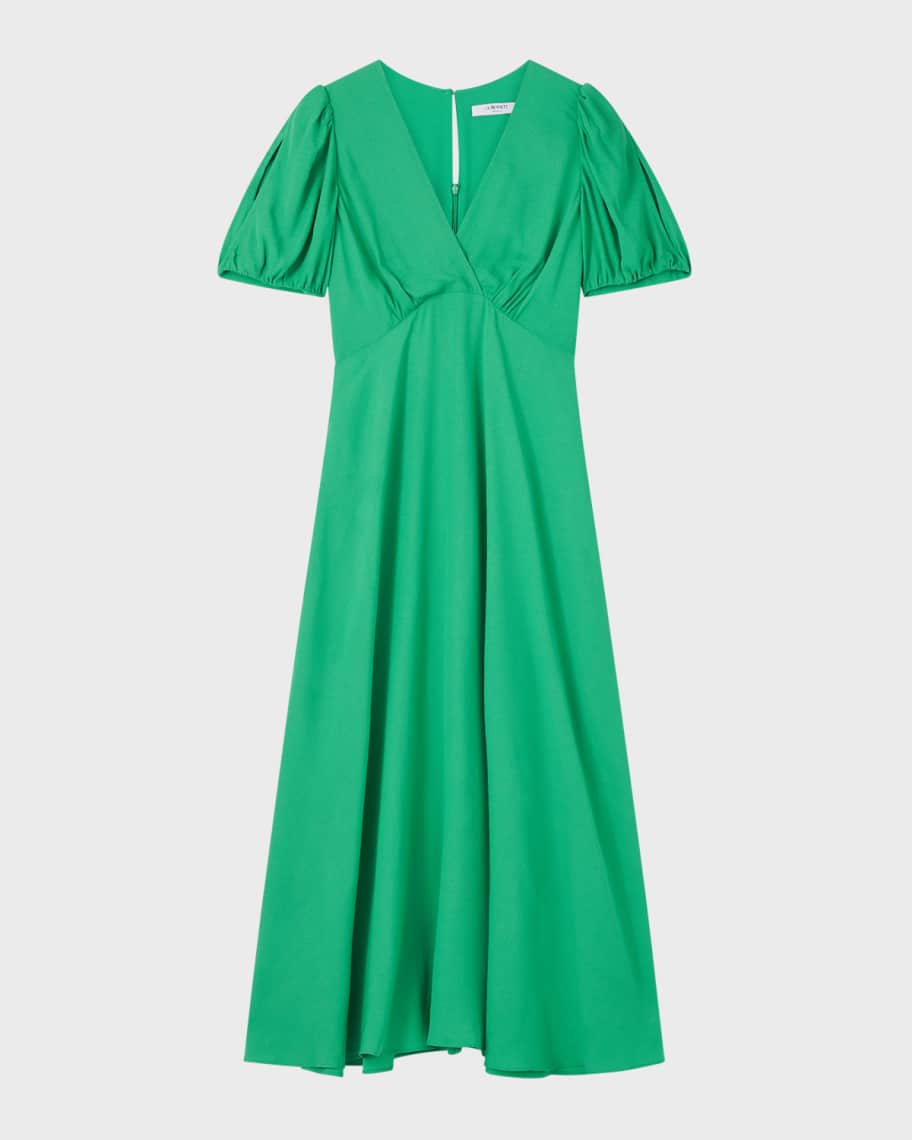 LK Bennett Hermia Split-Sleeve Empire Midi Dress | Neiman Marcus