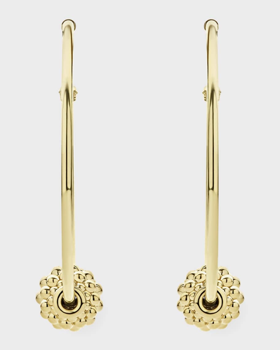 Image 2 of 4: Caviar 18k Gold Hoop Earrings, 50mm