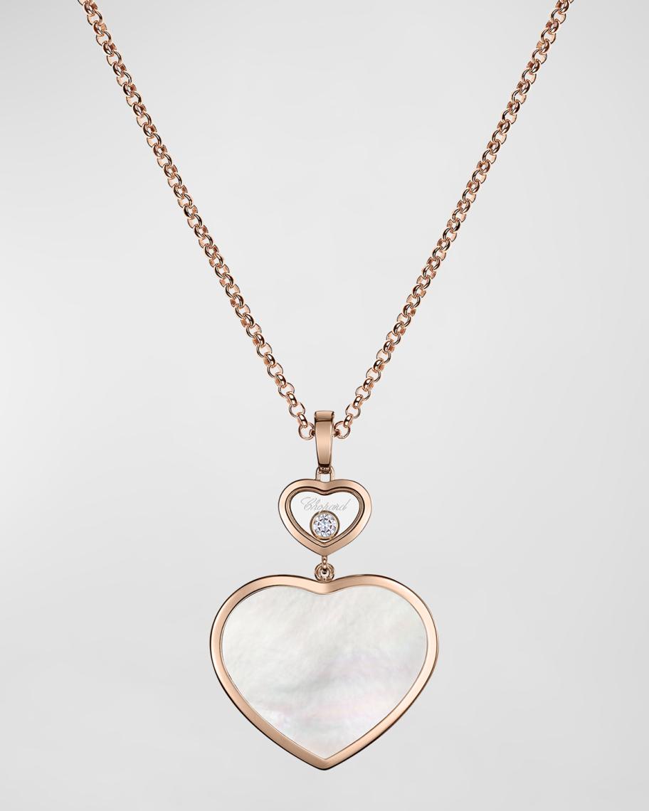 Chopard Happy Hearts 18K Rose Gold & Mother-of-Pearl Necklace | Neiman ...